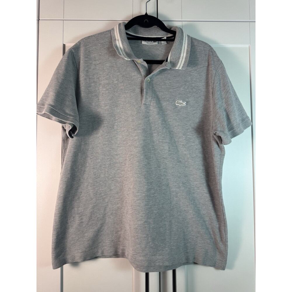 Lacoste Gray XXL Polo Shirt Regular Fit Short Sleeve 100% Cotton Men